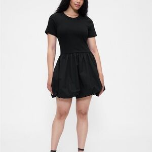 GAP Black Mixed Media Bubble Hem Dress